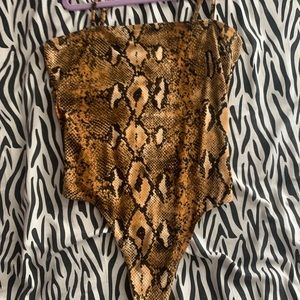Snakeskin Thong Bodysuit